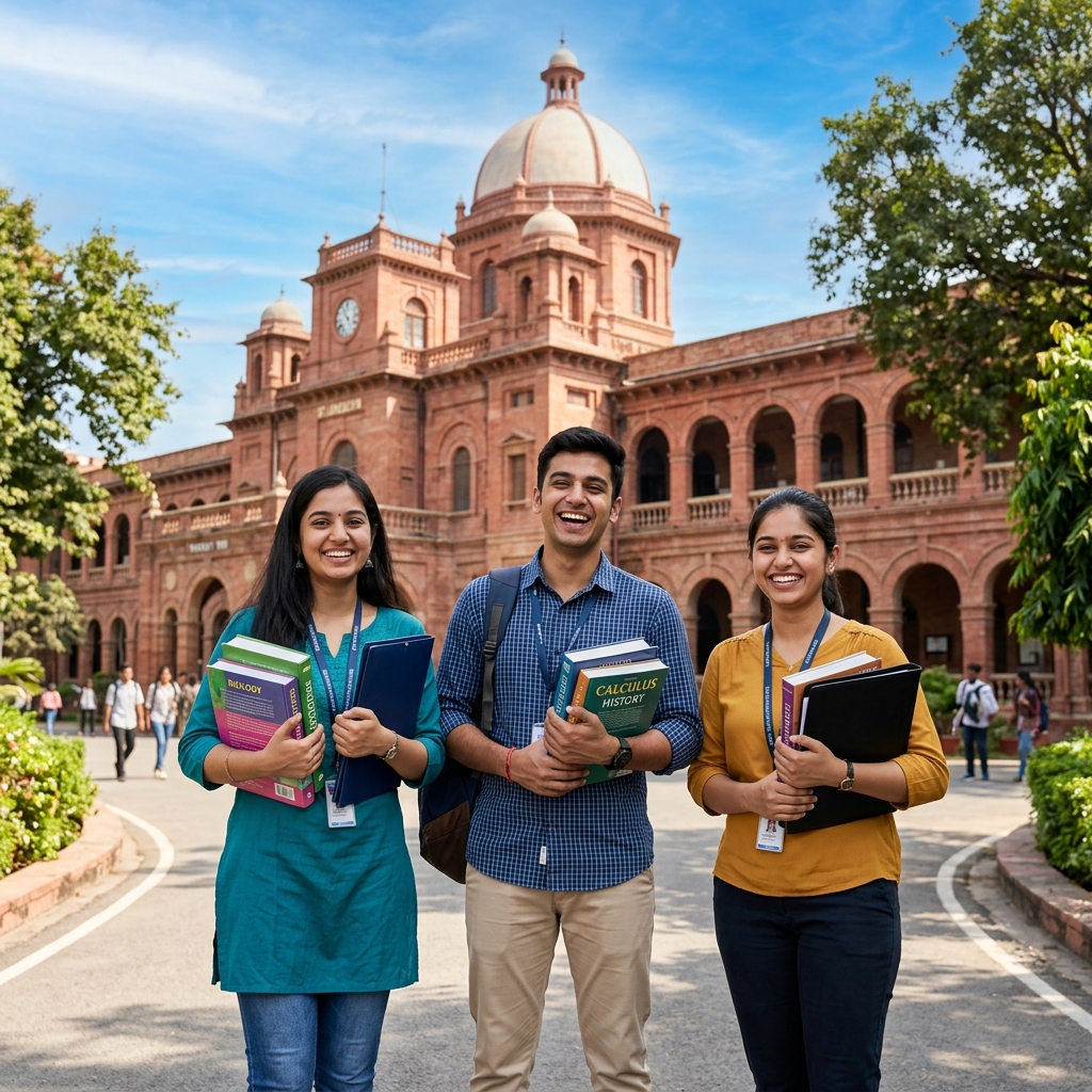 Students at university campus